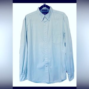 NAUTICA Men's Size Large Shirt Blue Front Pocket Button Down Long Sleeve